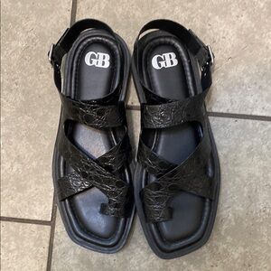 Gianni Bini Black Croc-Embossed Sandals